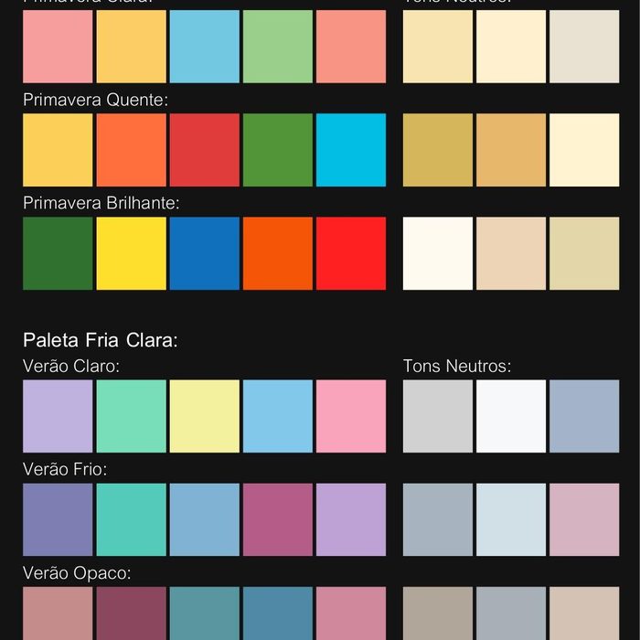 Cartelas de cores por estação